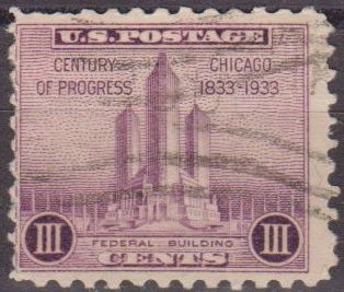 Z vendido USA 1933 Scott 729 Sello Chicago Century Of Progress Federal Building  usado Estados Unidos Etats Unis 